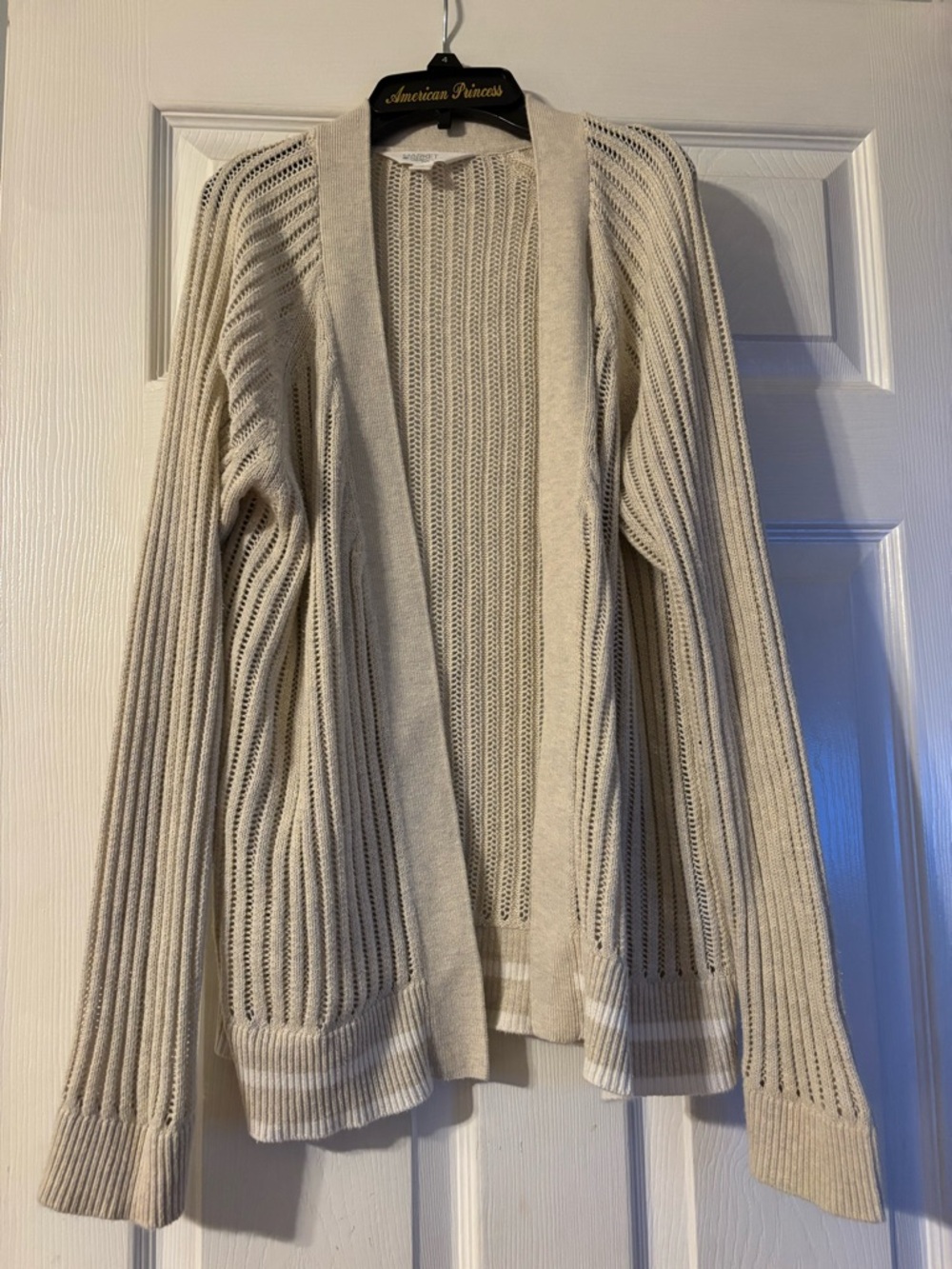 Market & Spruce Cream Open-Front Ribbed Knit Cardigan